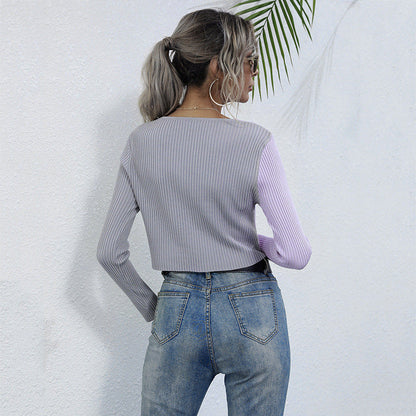 Damen Rippstrick Kurz Modisches Knopfdesign Eveloria