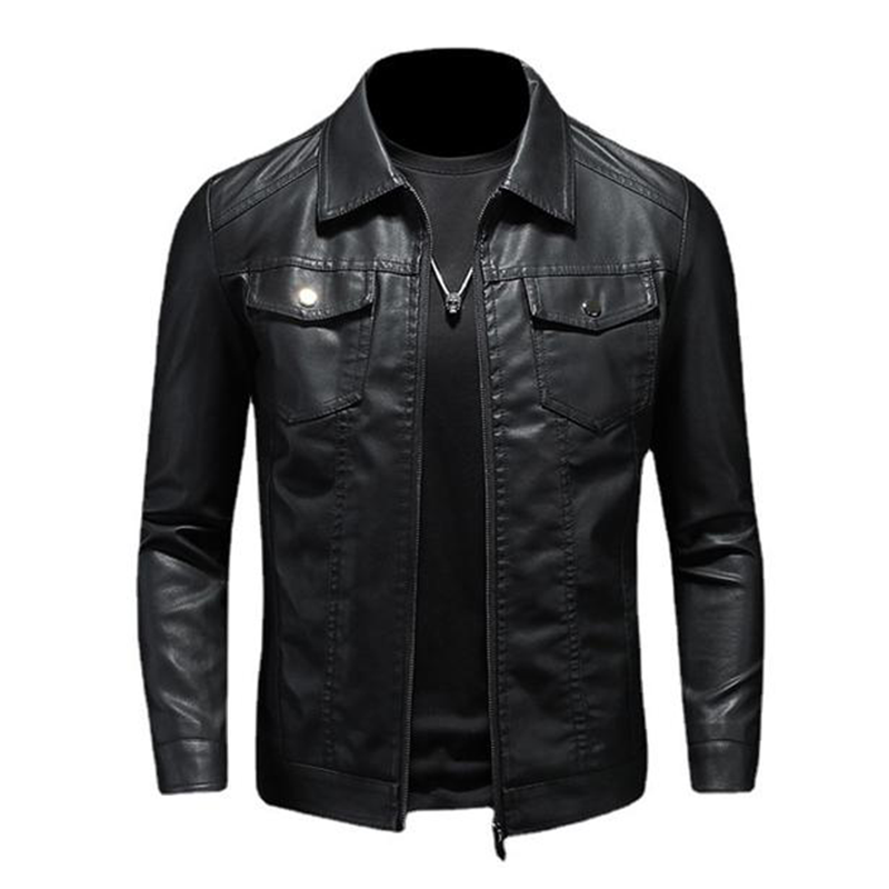 Herren Lederjacke Klassisch Leder Schwarz - Eveloria