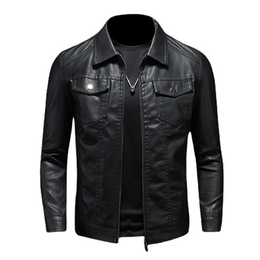 Herren Lederjacke Klassisch Leder Schwarz - Eveloria