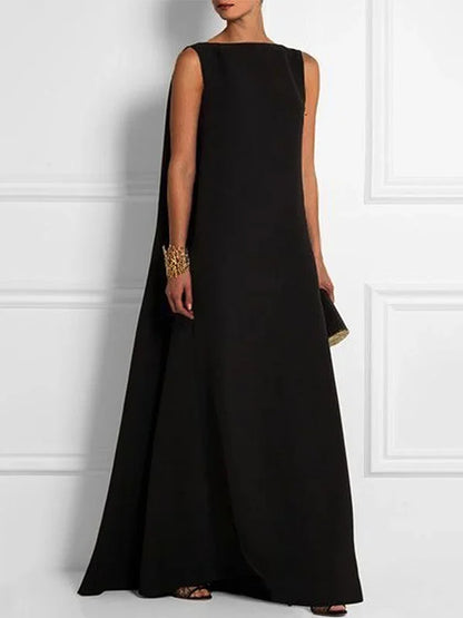 Eveloria Damen Ärmelloses Langkleid Einfarbig V-Rücken