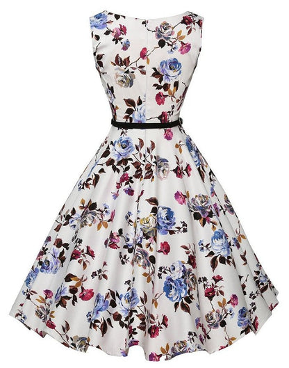 Damen Swingkleid Floralmuster Schwingrock Eveloria
