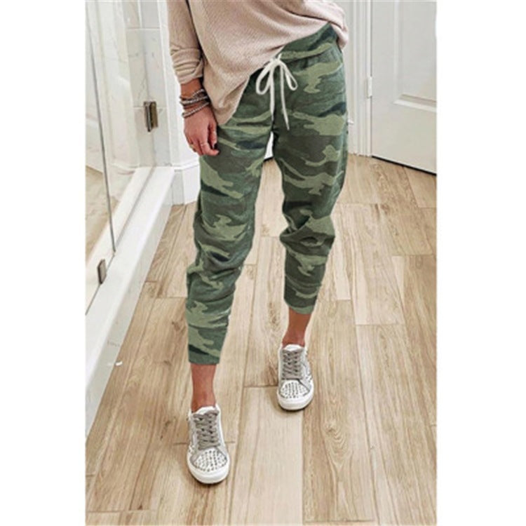 Damen Jogginghose Camouflage Elastisch Schwarz Eveloria - Eveloria