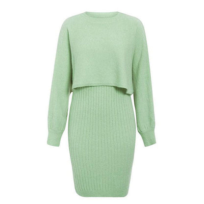 Damen Strickkleid Abnehmbar Rippstruktur Elegantes Design