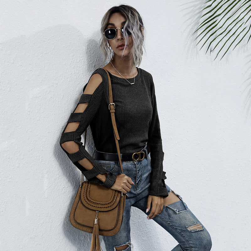 Damen Strickoberteil mit Cut-Out-Ärmeln Lässig