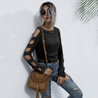 Damen Strickoberteil mit Cut-Out-Ärmeln Lässig