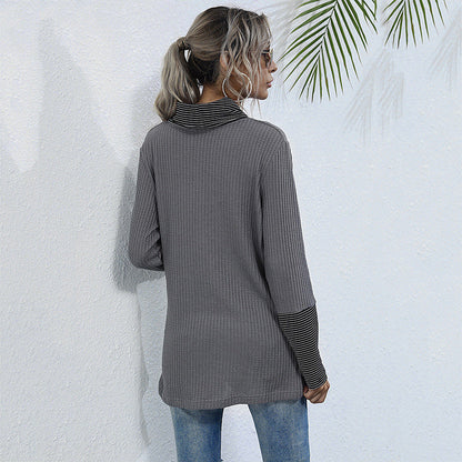 Damen Langarmshirt mit Kragen und Knöpfen