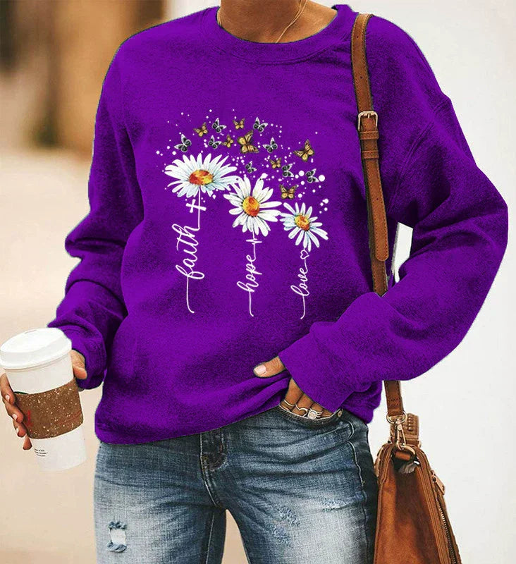 Eveloria Damen Sweatshirt Baumwollmischung Rundhals Langarm