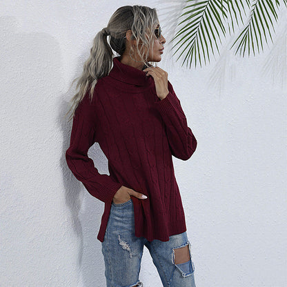 Damen Grobstrickpullover Stehkragen Eveloria