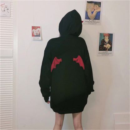 Damen Hoodie Übergröße Flügelapplikationen Eveloria