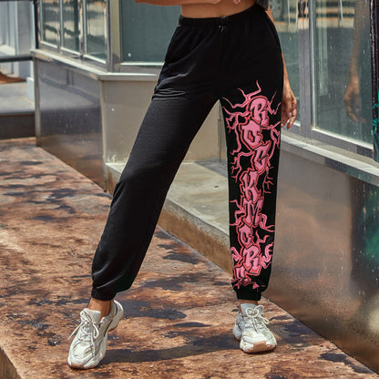 Damen Sweatpants mit Grafikdruck Schwarz - Eveloria
