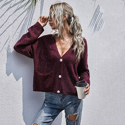 Damen Strickcardigan Bunt Lässig Mit Taschen