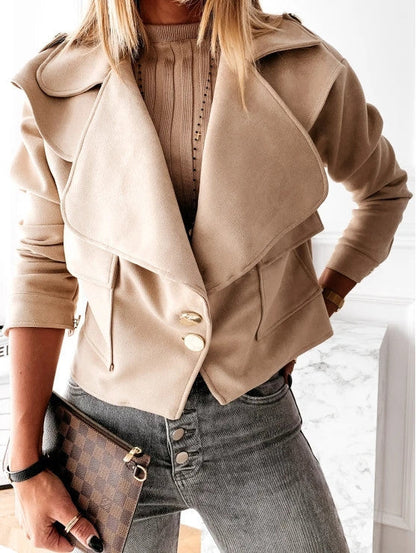 Damen Bikerjacke Wildlederimitat Metallknöpfe