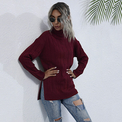 Damen Grobstrickpullover Stehkragen Eveloria - Eveloria
