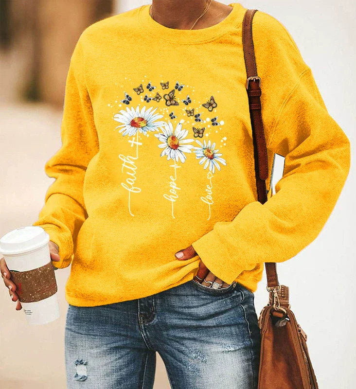 Eveloria Damen Sweatshirt Baumwollmischung Rundhals Langarm