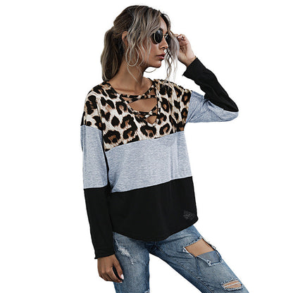 Damen Sporttop Tiermuster Cut-Out-Details