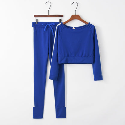 Damen Sportliches Loungewear-Set Cropped Oberteil und Hose Eveloria