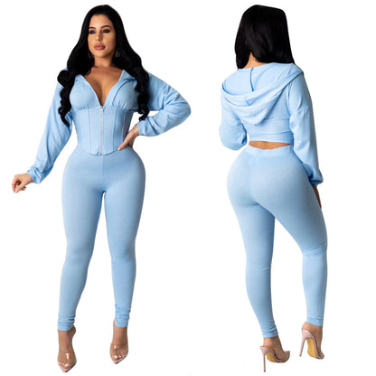 Damen Jumpsuit Reißverschluss Crop-