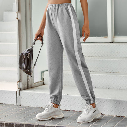 Damen Jogginghose Elastisch Mit Seitlichen Streifen Schwarz Eveloria - Eveloria