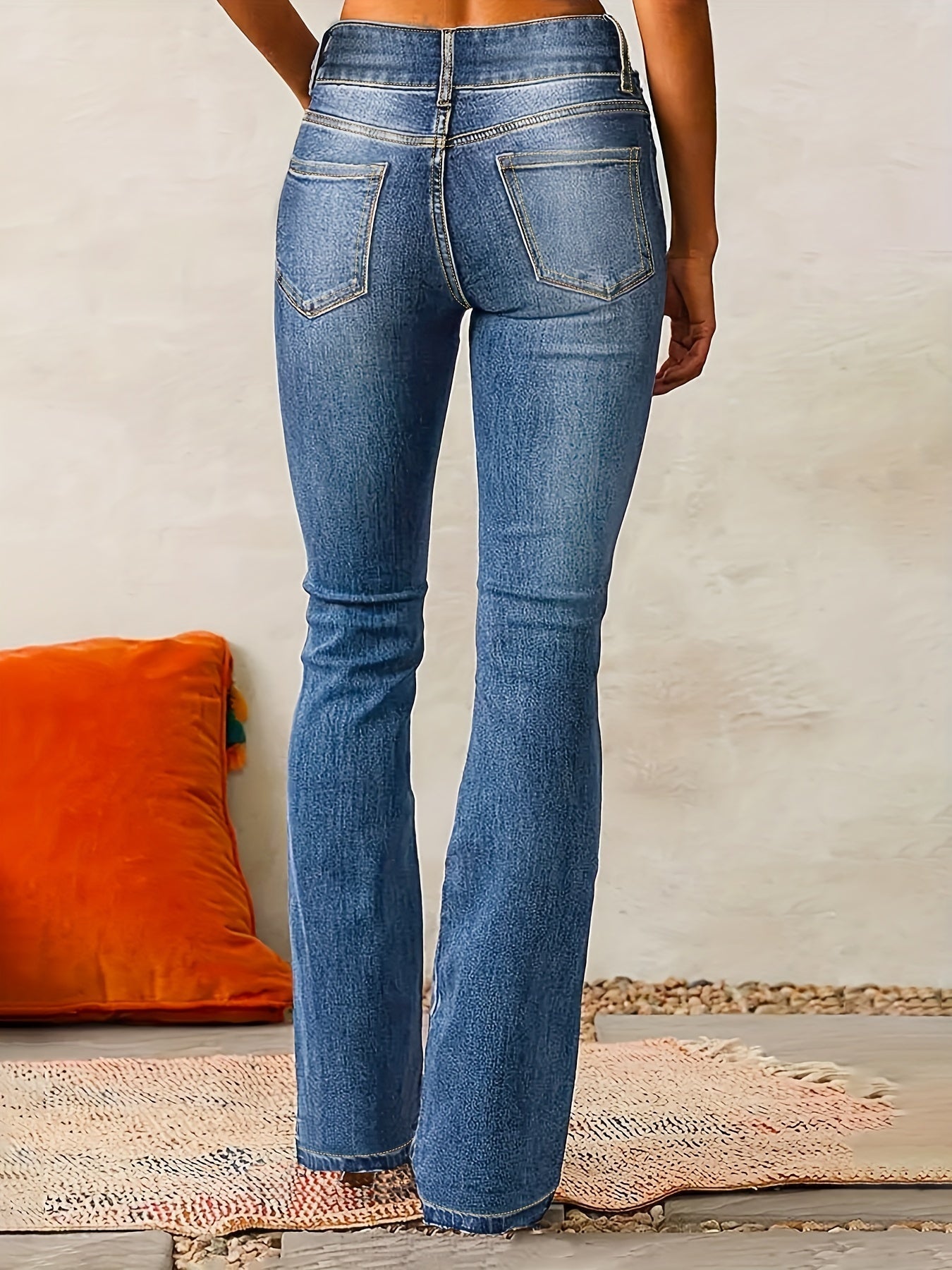 Damen High-Waist Jeans Weite Bein
