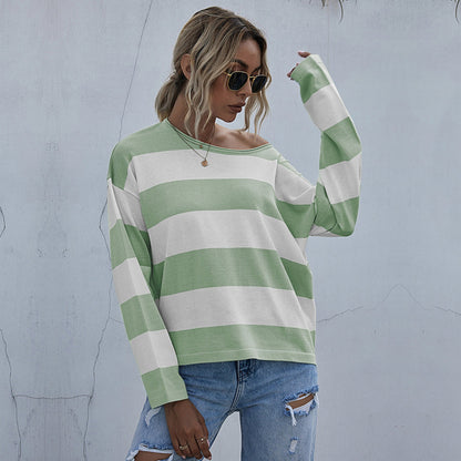 Damen Oversized Pullover Breite Streifen Eveloria