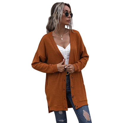 Damen Strickjacke Lässiger Schnitt V-Ausschnitt