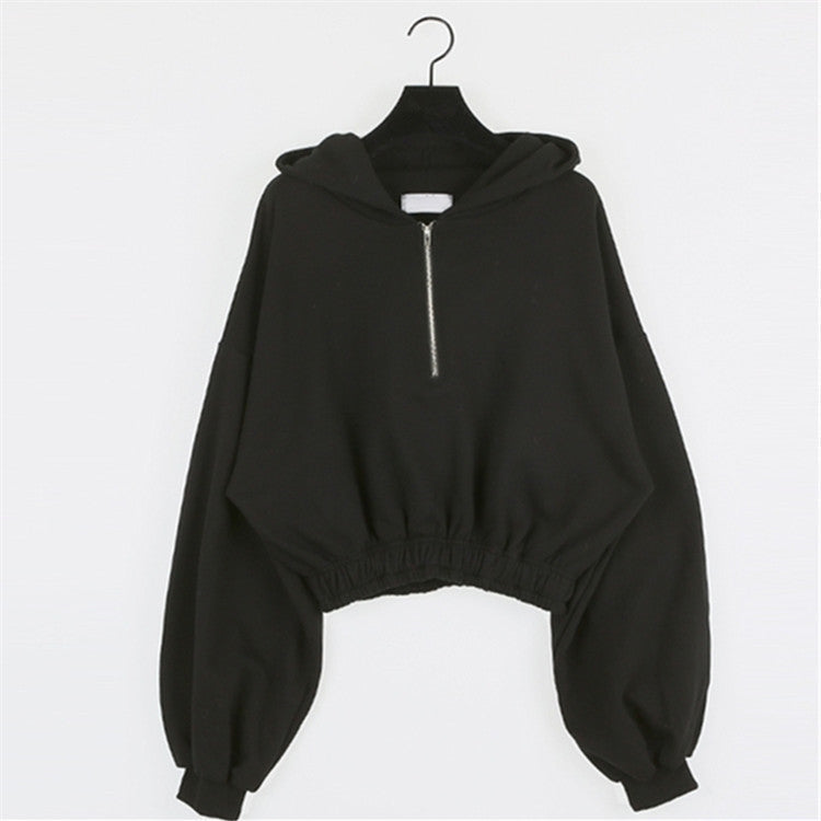 Damen Cropped Sweatshirt Reißverschluss Eveloria