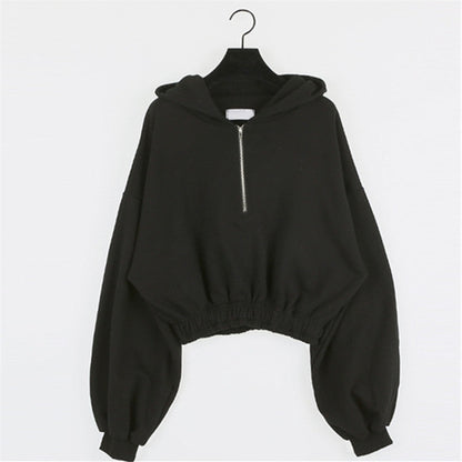 Damen Cropped Sweatshirt Reißverschluss Eveloria
