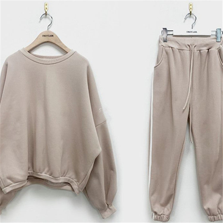 Damen Freizeit-Set Oversized Pullover Jogginghose Grau Eveloria