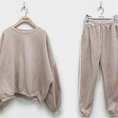Damen Freizeit-Set Oversized Pullover Jogginghose Grau Eveloria