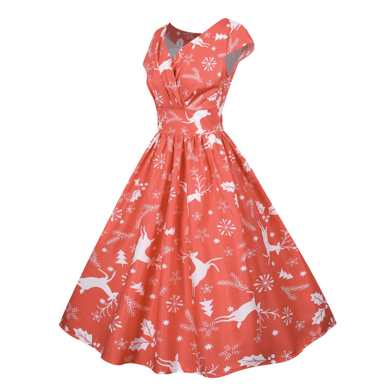 Damen A-Linien Kleid Weihnachtliches Motiv Eveloria