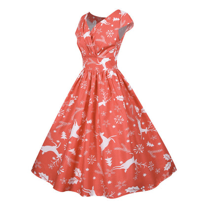 Damen A-Linien Kleid Weihnachtliches Motiv Eveloria