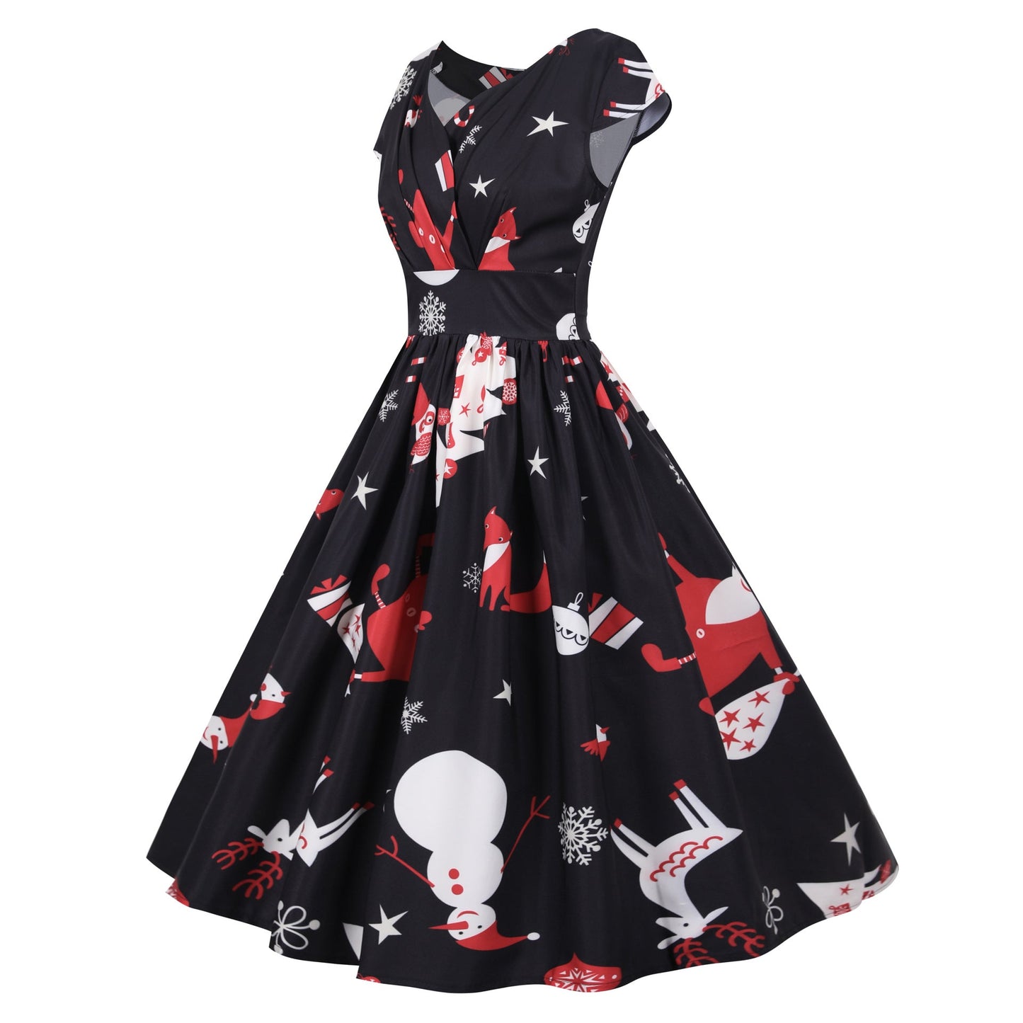 Damen Swingkleid Festliches Motiv Schwingender Rock Eveloria