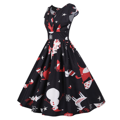 Damen Swingkleid Festliches Motiv Schwingender Rock Eveloria