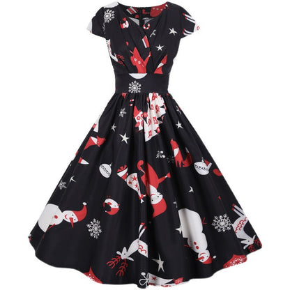Damen Swingkleid Festliches Motiv Schwingender Rock Eveloria