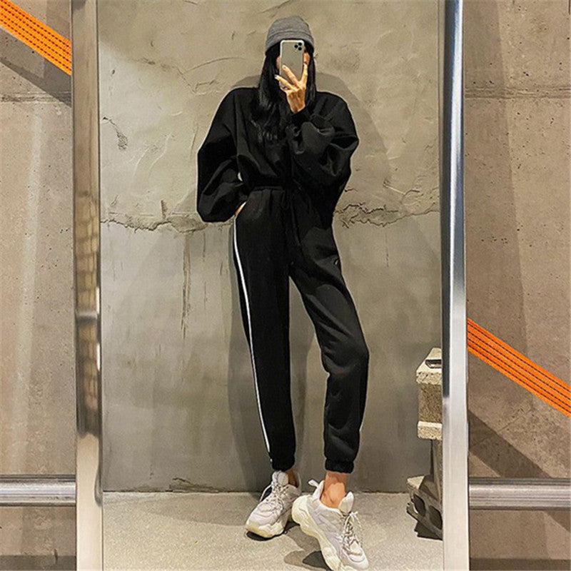 Damen Freizeit-Set Oversized Pullover Jogginghose Grau Eveloria