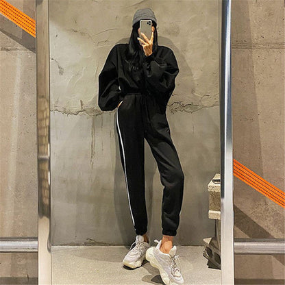 Damen Freizeit-Set Oversized Pullover Jogginghose Grau Eveloria
