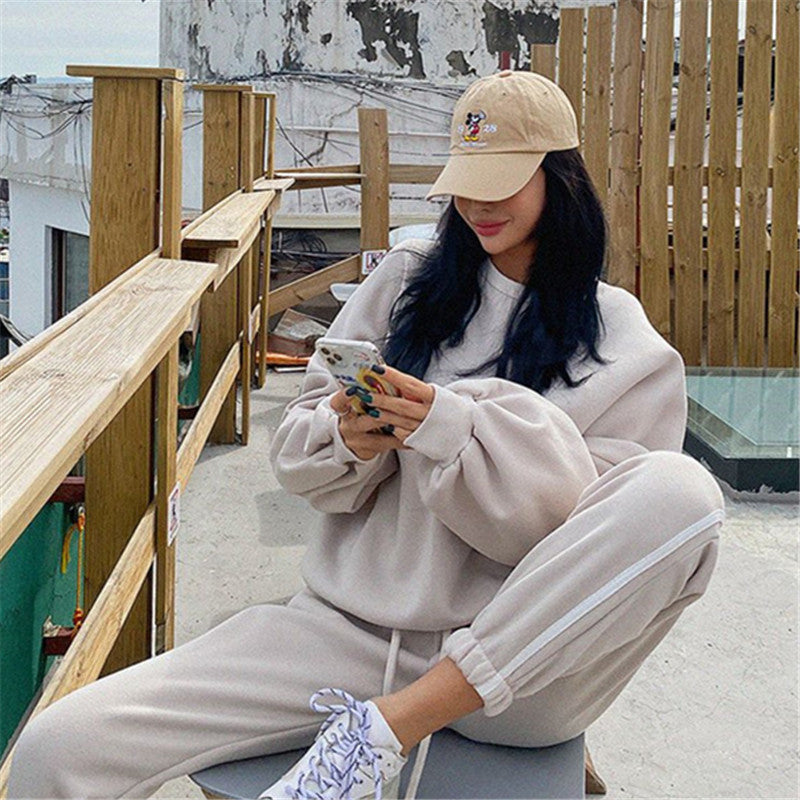 Damen Freizeit-Set Oversized Pullover Jogginghose Grau Eveloria - Eveloria