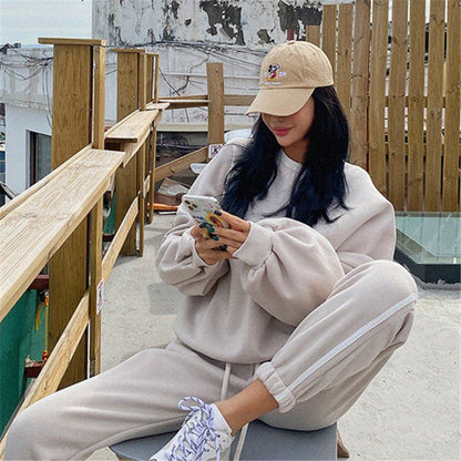 Damen Freizeit-Set Oversized Pullover Jogginghose Grau Eveloria - Eveloria