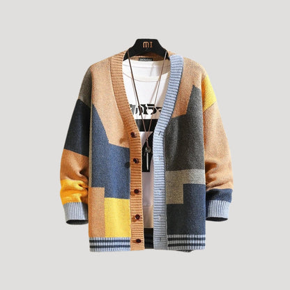 Damen Strickcardigan Colorblock mit Knöpfen - Eveloria