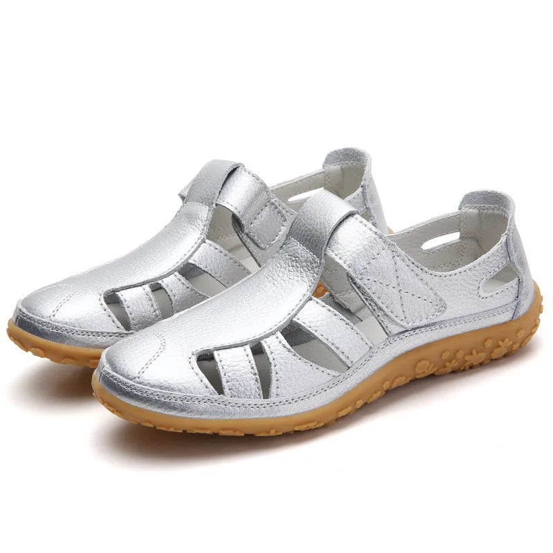 Eveloria Damen Sandalen Zeitlos Leder Braun