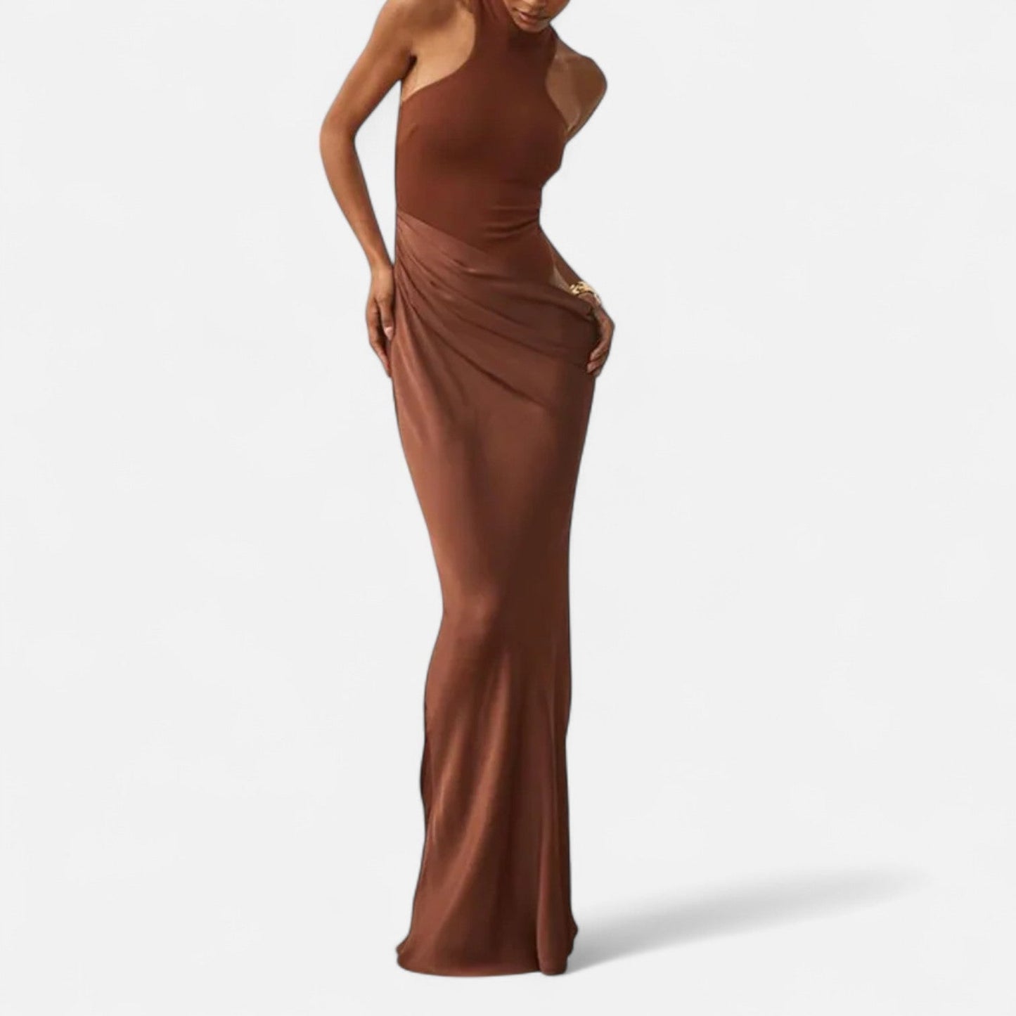 Damen Maxikleid Neckholder Cut-Out Kleid