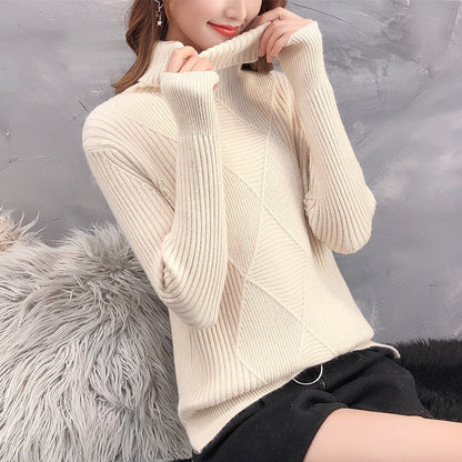 Damen Strickpullover Stehkragen Strukturiertes Design Eveloria