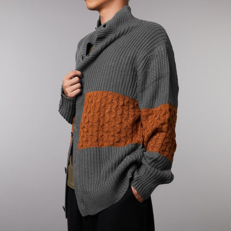 Herren Strickjacke Zwei-Ton Optik Komfort