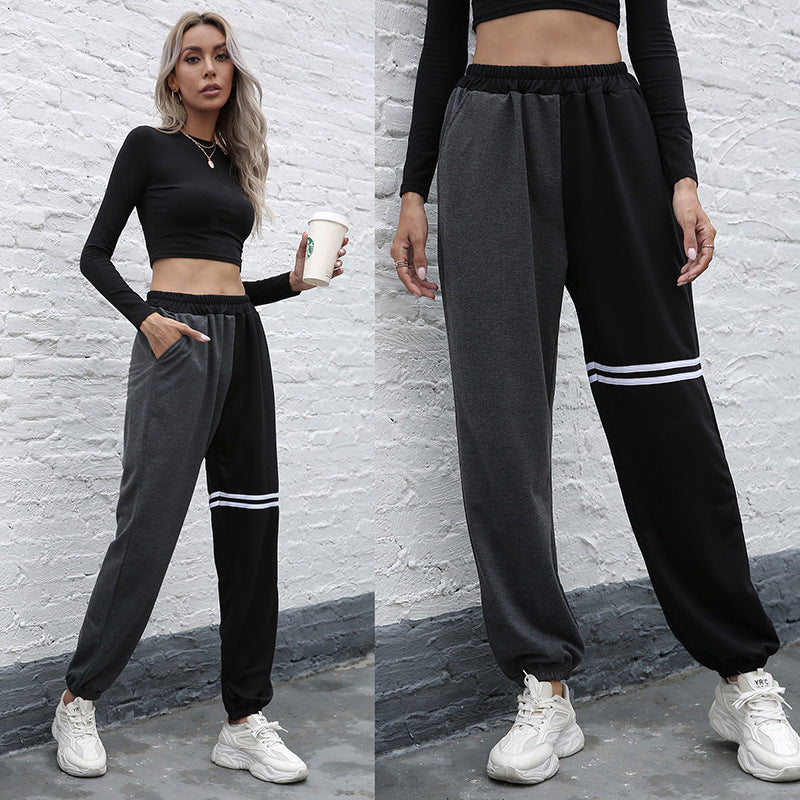 Damen Sportfreizeithose Elastischer Bund Seitentaschen