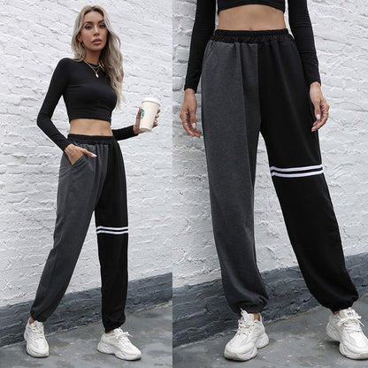 Damen Sportfreizeithose Elastischer Bund Seitentaschen