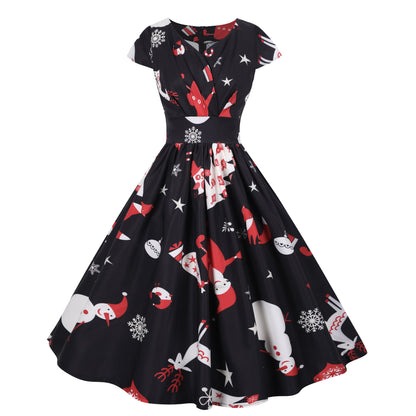 Damen Swingkleid Festliches Motiv Schwingender Rock Eveloria - Eveloria