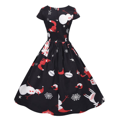 Damen Swingkleid Festliches Motiv Schwingender Rock Eveloria