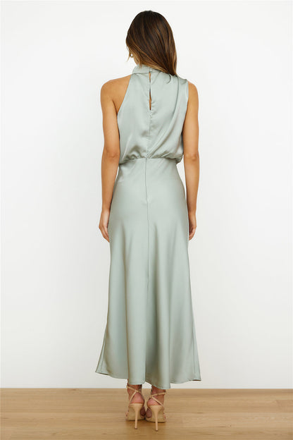 Eveloria Damen Midi Kleid Asymmetrischer Rundhalsausschnitt