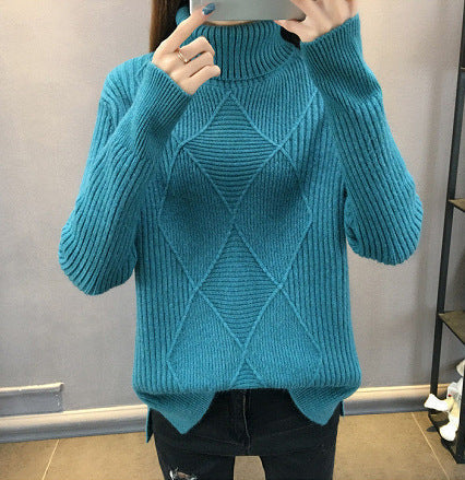 Damen Strickpullover Stehkragen Strukturiertes Design Eveloria