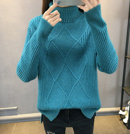 Damen Strickpullover Stehkragen Strukturiertes Design Eveloria